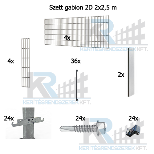 Szett gabion 2D 2x2,5m